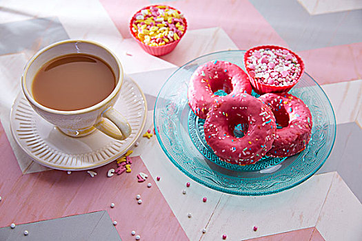 奶茶,早餐,粉色,杯形蛋糕