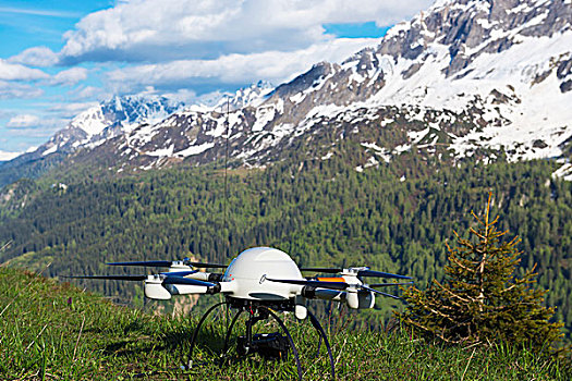 遥远,控制,直升飞机,坐,山脊,风景,阿尔卑斯山,提契诺河,瑞士