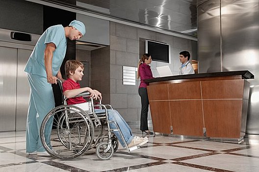 外科,推,病人,轮椅