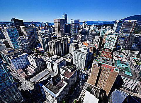 俯拍,城市,温哥华,不列颠哥伦比亚省,加拿大