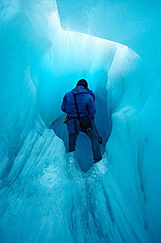 蓝色,冰,洞穴,冰河,西海岸,南岛,新西兰