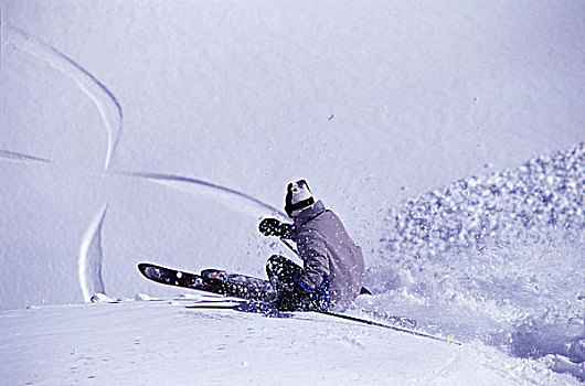 俯拍,一个,男人,滑雪