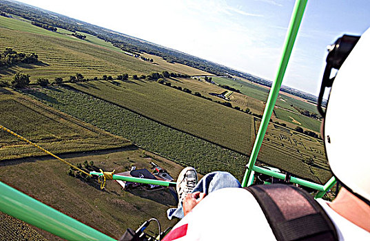后视图,一个人,坐,滑翔伞