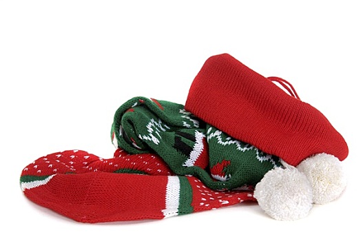 圣诞装饰,袜子,隔绝,白色背景