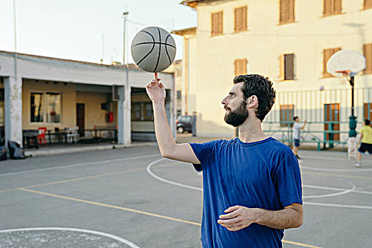 男人,旋转,篮球,手指