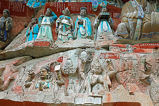 石头,雕塑,洞穴,大足,重庆,省,中国,亚洲