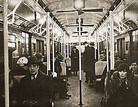 道路,地铁,车厢,纽约,美国,早,20世纪30年代