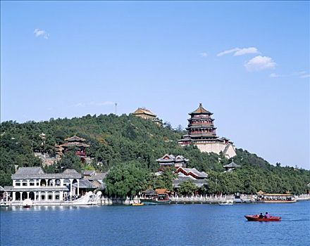 颐和园,石舫,昆明湖,清朝,北京,中国