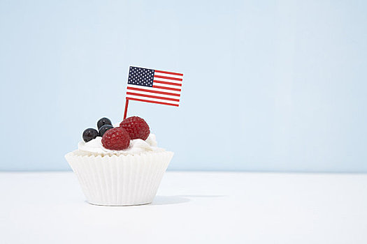 静物,杯形蛋糕,美国国旗