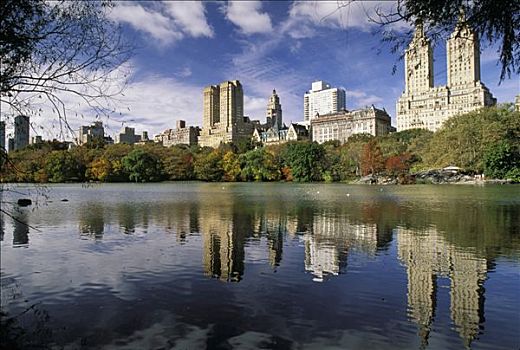 美国,纽约,中央公园,秋天,建筑