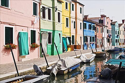 彩色,房子,运河,威尼斯,威尼托,意大利