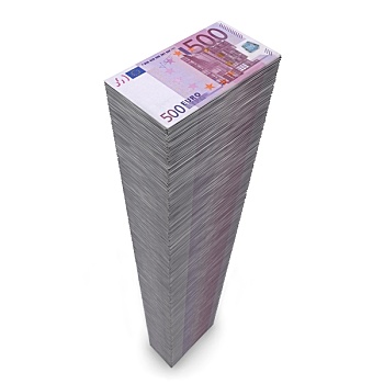 大,堆,钱,500欧元,钞票