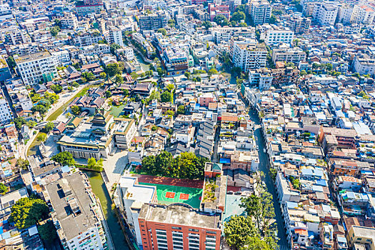 航拍广州西关永庆坊旅游区,广州恩宁路历史街区,荔枝湾涌景点