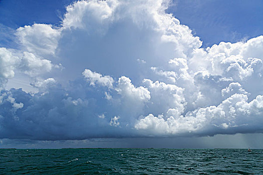 下午,雷暴,高处,佛罗里达礁岛群,鲜明,阳光,绿色,水,佛罗里达,湾,前景