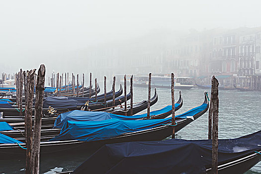 排,小船,模糊,运河,威尼斯,意大利