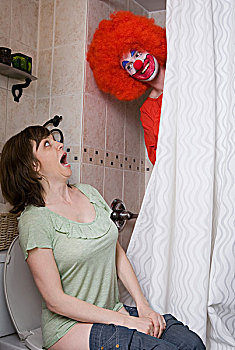 小丑,可怕,女人,卫生间