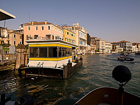 停泊,船,建筑,背景,大运河,威尼斯,意大利
