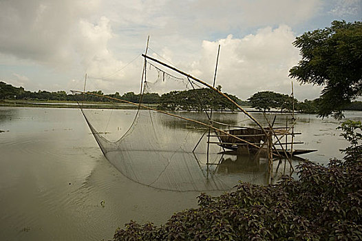 渔网,河,孟加拉,八月,2007年