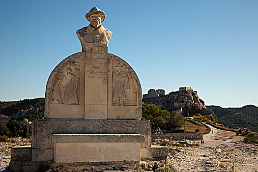 纪念建筑,风景,远景,城镇,城堡,普罗旺斯地区莱博,法国