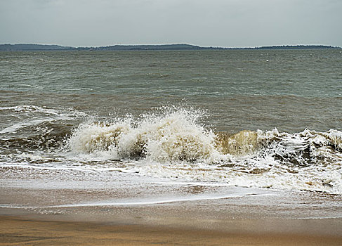 波浪,岸边,海洋,泡沫