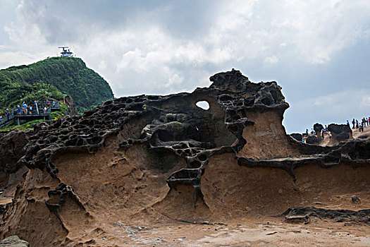 台湾新北市万里区,野柳地质公园,奇特景观岩礁