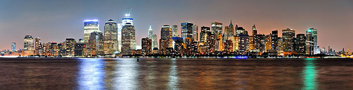 纽约,曼哈顿,黃昏,全景