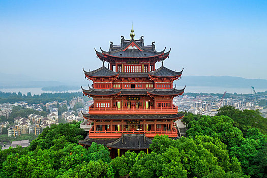 中国,杭州,塔,高塔,庙,寺庙,山上,山,自然,风景,著名景点