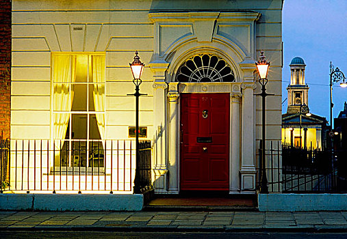 乔治时期风格,门,街道,都柏林,爱尔兰