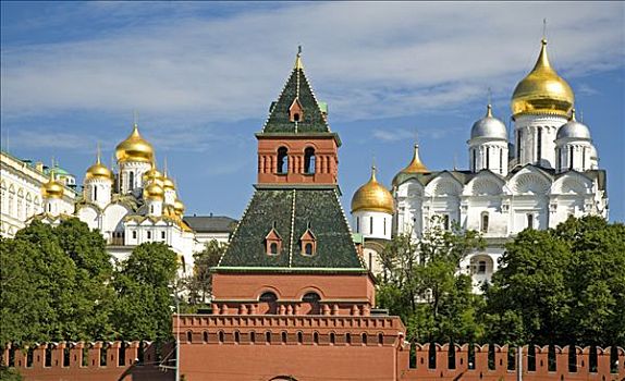 墙壁,塔,大教堂,莫斯科,俄罗斯,东欧,欧洲