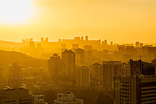 乌鲁木齐城市风光天际线全景