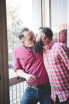 同性恋,亲吻,窗户