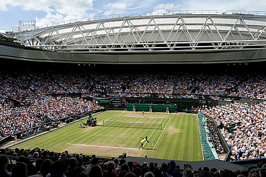 英格兰,伦敦,温布尔登,动作,女性,一个,中心,球场,网球,冠军