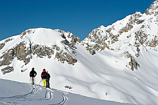 滑雪,区域,顶峰,阿尔卑斯山,法国,欧洲