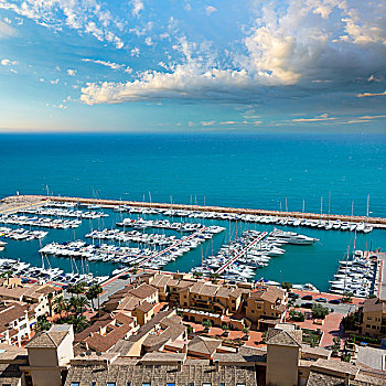 码头,航拍,阿利坎特,地中海,西班牙