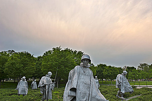 多,雕塑,巡逻,朝鲜战争,老兵,纪念,华盛顿,华盛顿纪念碑,背景,华盛顿特区,美国