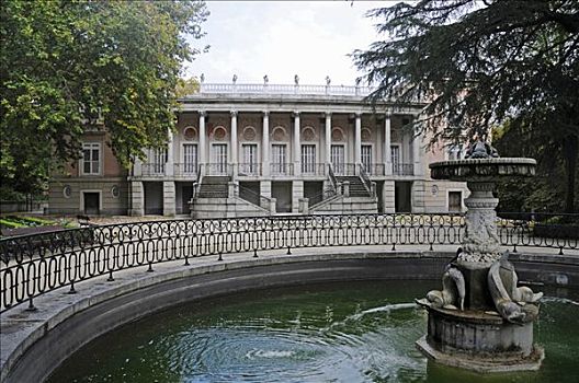 喷泉,宫殿,历史公园,马德里,西班牙,欧洲