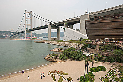 桥,公园,岛屿,海滩,香港