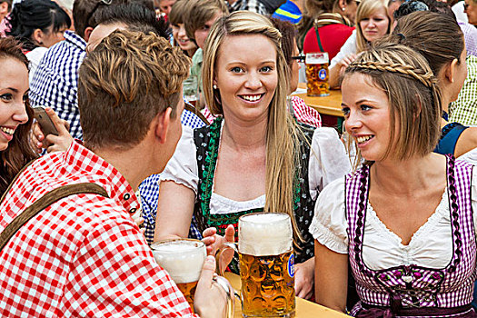 德国,巴伐利亚,慕尼黑,美女,喝,啤酒