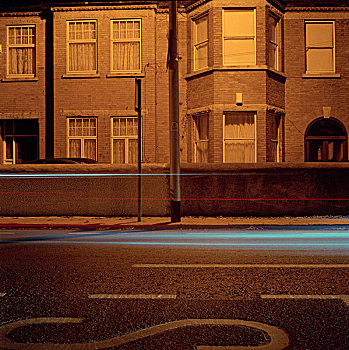 亮光,小路,道路,郊区,都柏林,钠,橙色,街道