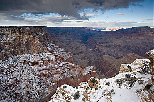 风景,上方,峡谷,清新,下雪,南缘,大峡谷国家公园,亚利桑那,美国