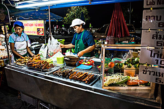 小吃摊,食物,出售,夜市,苏梅岛,泰国,亚洲