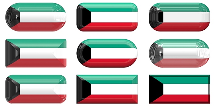 玻璃,扣,旗帜,科威特