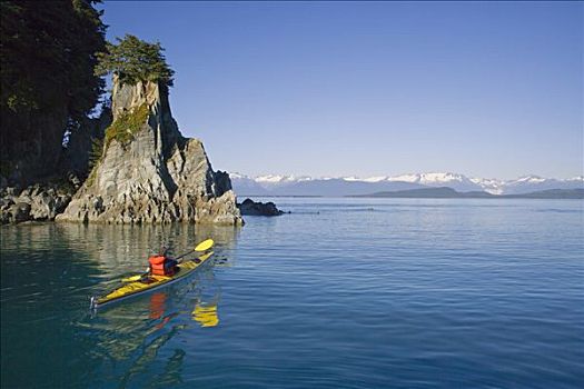 运河,靠近,岩石,海岸线,冰河,背景,东南阿拉斯加