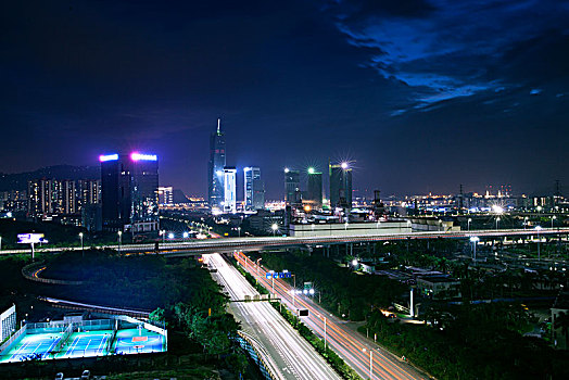 中国广东深圳前海自贸区都市夜景