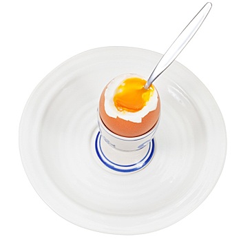 软煮蛋,蛋杯,勺子