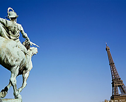 骑马雕像,埃菲尔铁塔,巴黎,法国,欧洲
