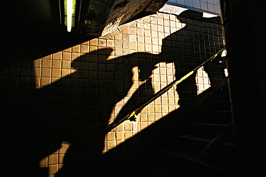 影子,楼梯井,墙壁