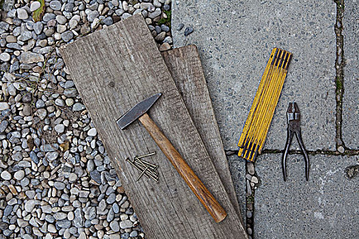 锤子,折尺,钳子,木质,木板