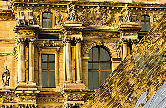 卢浮宫,宫殿,金字塔,特写,巴黎,法国