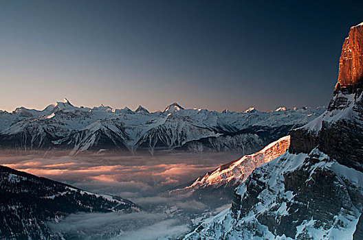 风景,阿尔卑斯山,山,马塔角,日落,瓦莱州,瑞士,欧洲
